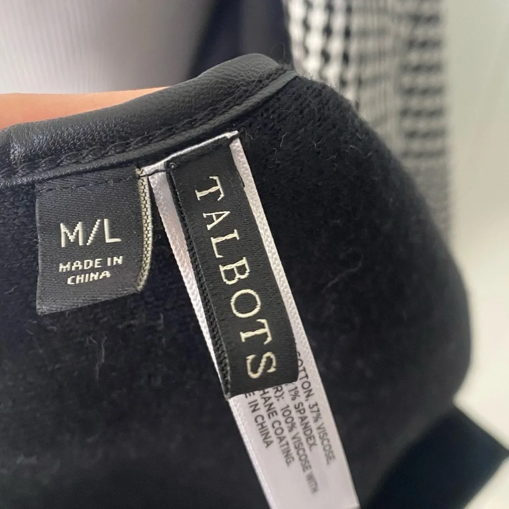 Talbots Reversible Black & White Herringbone Fall Winter Wrap Cape Shawl Sz M/L - Picture 5 of 8